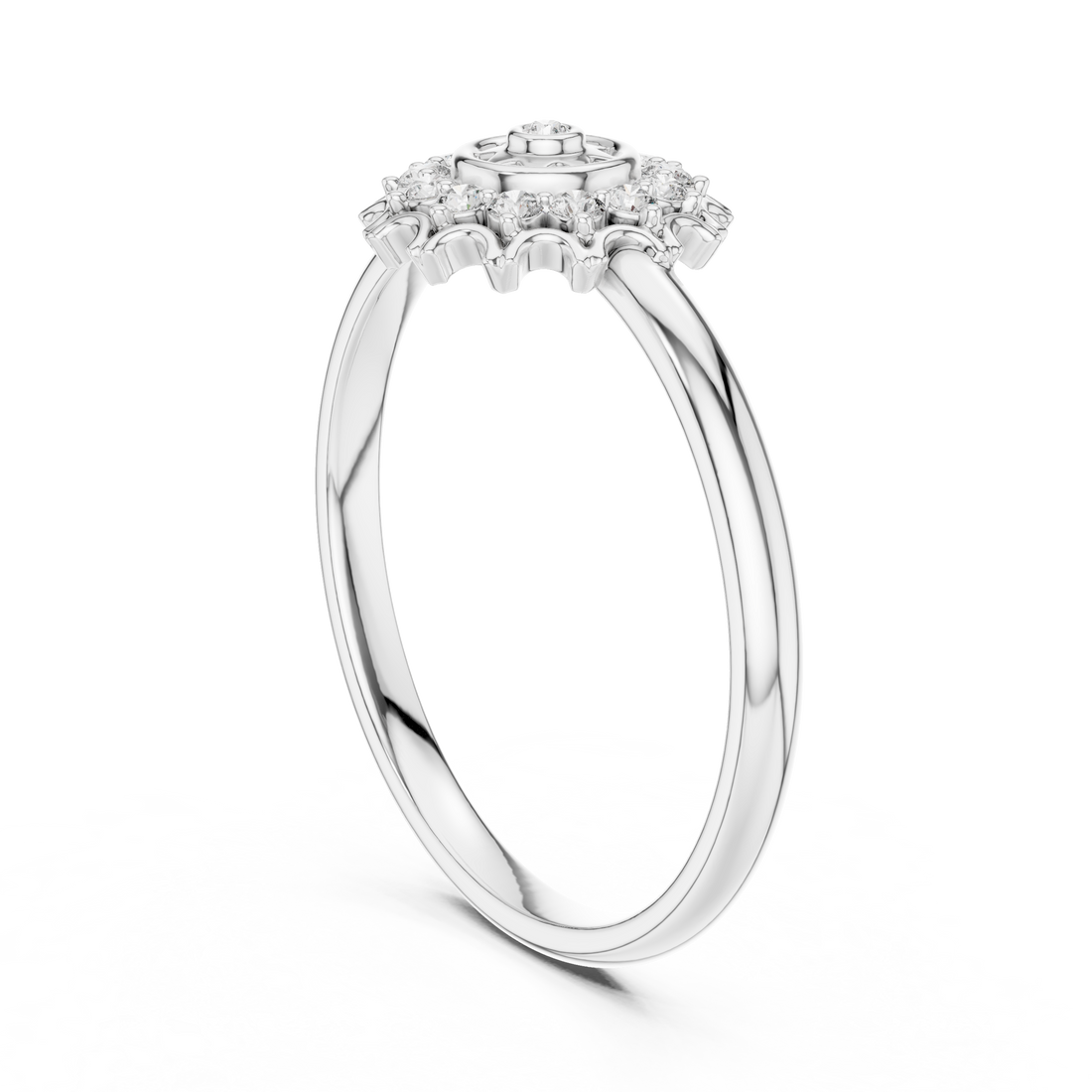 1 (274) - Fashion Round Ring - White Gold