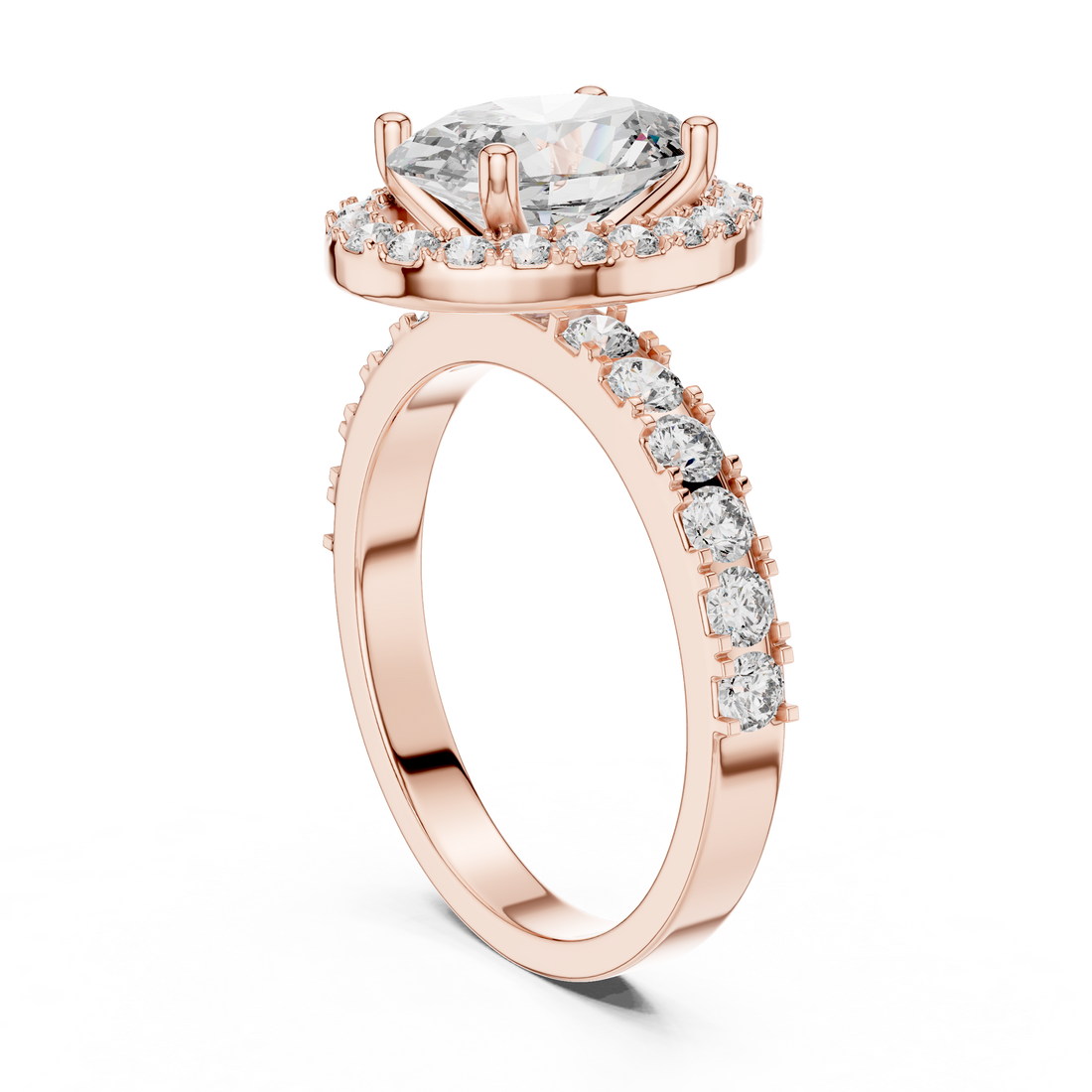 LR-0175 - Halo Oval Ring - White Gold
