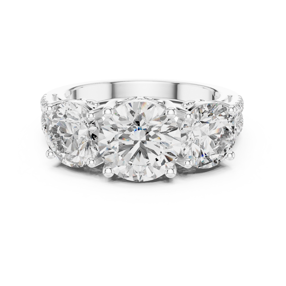 Three Stone Ring - Round | 9#10052L - Rose Gold
