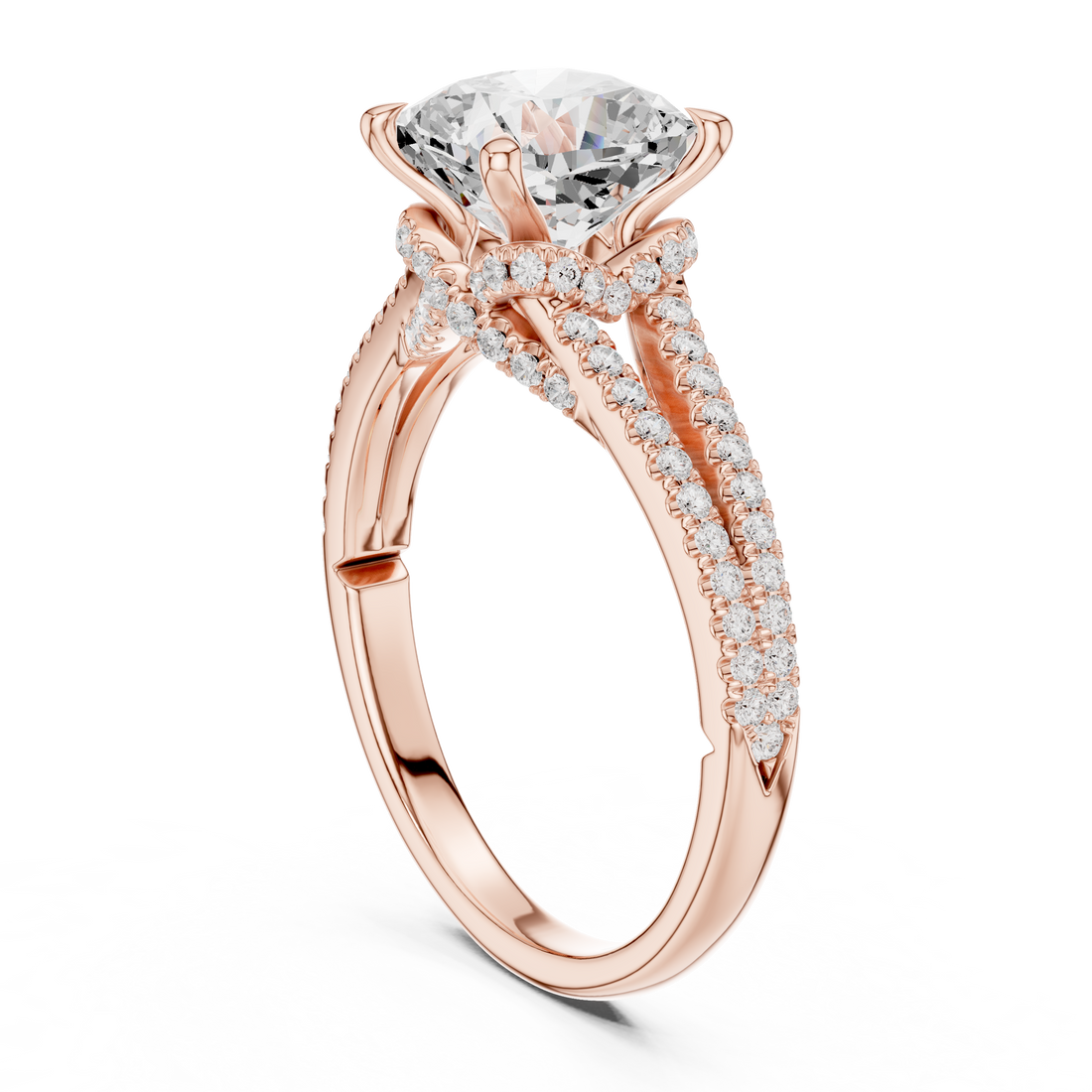 DDLR-252 - CUSHION - Split Shank Cushion Ring - White Gold