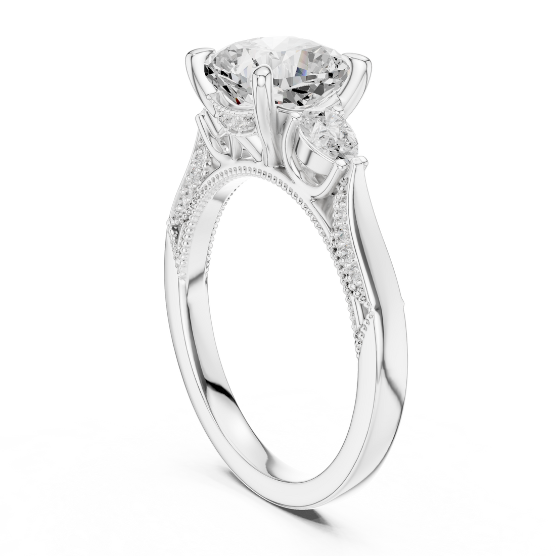 DDLR-284 - Three Stone Cushion Ring - White Gold