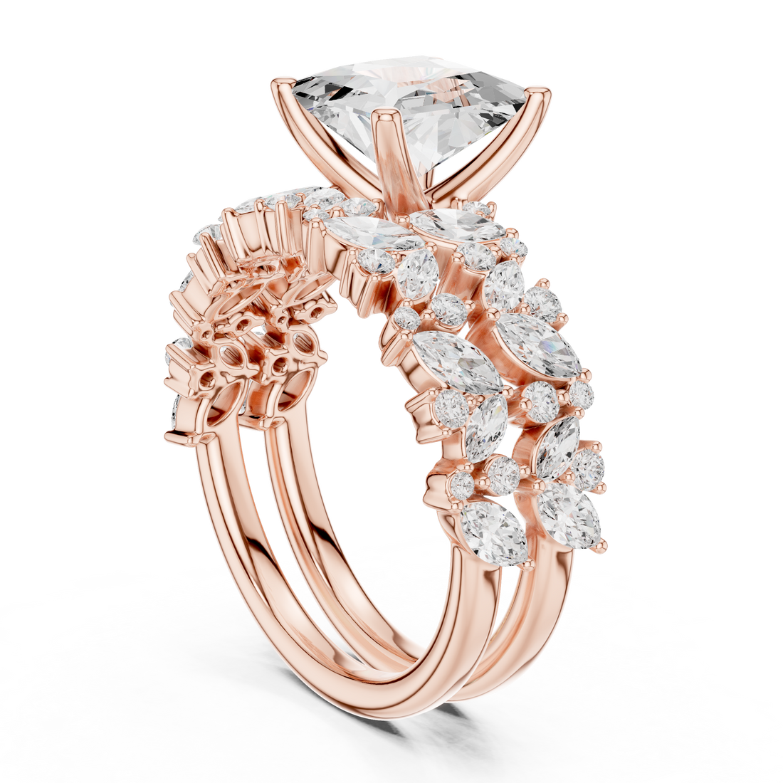 DDLR-443-PR - Fashion Asscher Ring - White Gold