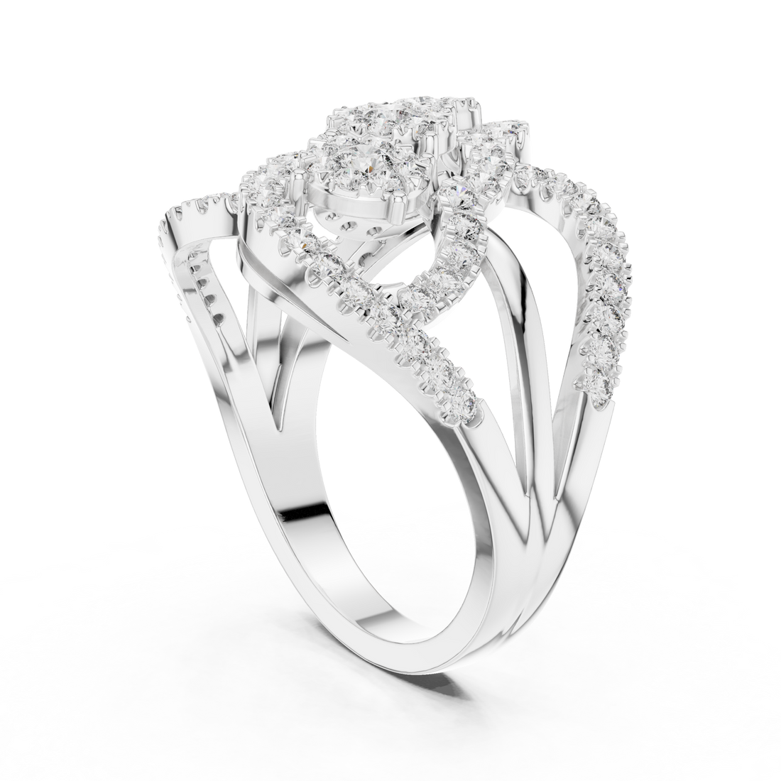 19#120024L - Fashion Round Ring - White Gold