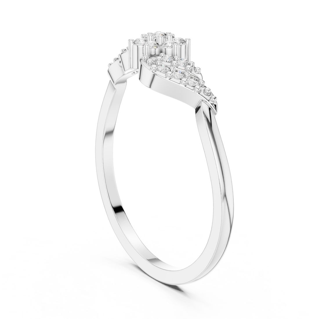 DR-6275 - Fashion Round Ring - White Gold