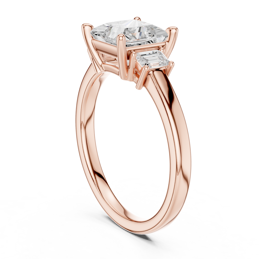 DDLR-871 - Three Stone Princess Ring - White Gold