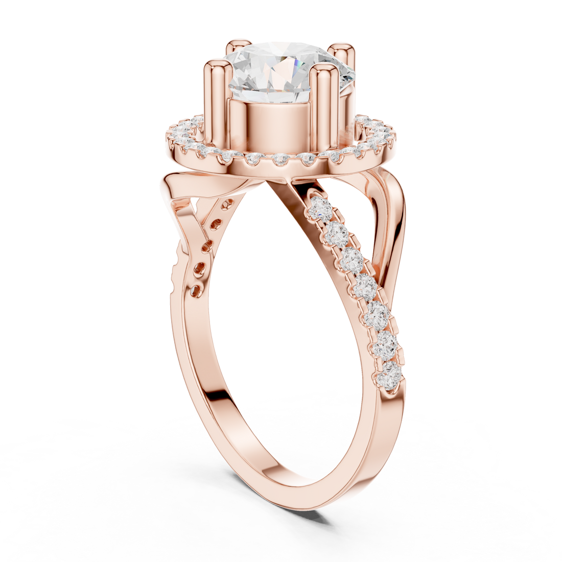 DDLR-335 - Halo Round Ring - White Gold