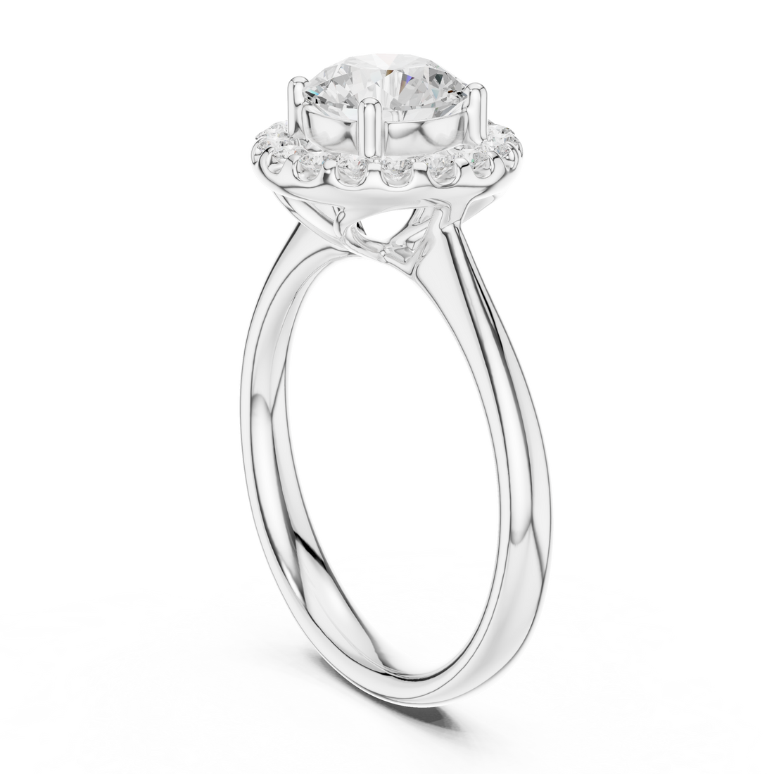 DDLR-629 - Halo Round Ring - White Gold