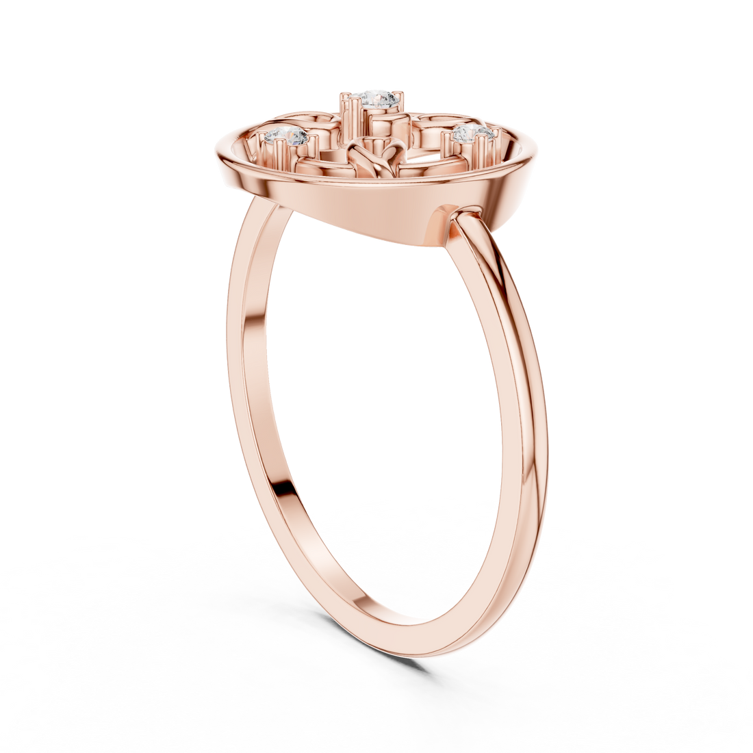 DR-6248 - Fashion Round Ring - White Gold