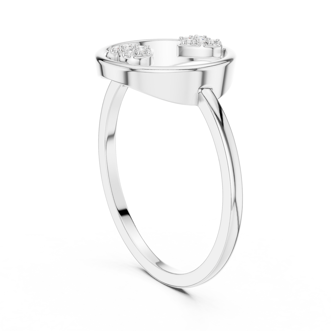DR-6312 - Fashion Round Ring - White Gold