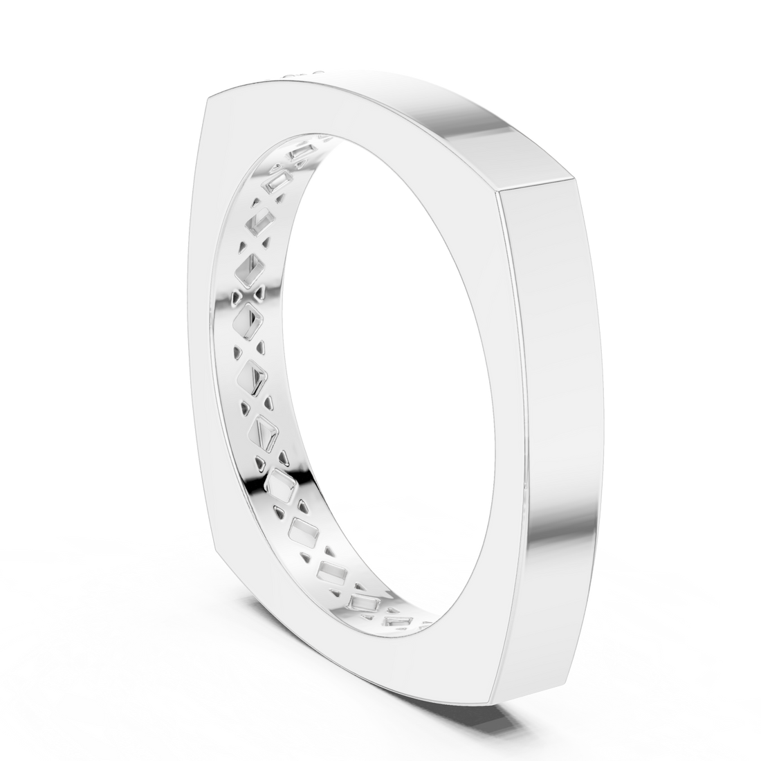 9#10046L - Fashion Round Ring - White Gold