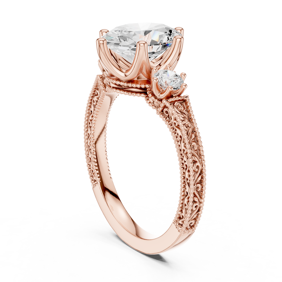 DDLR-282 - Three Stone Oval Ring - White Gold