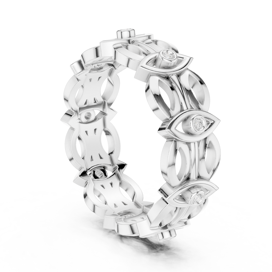 R46 - Fashion Round Ring - White Gold