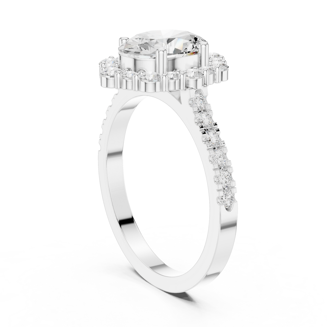 DDLR-351 - Halo Oval Ring - White Gold