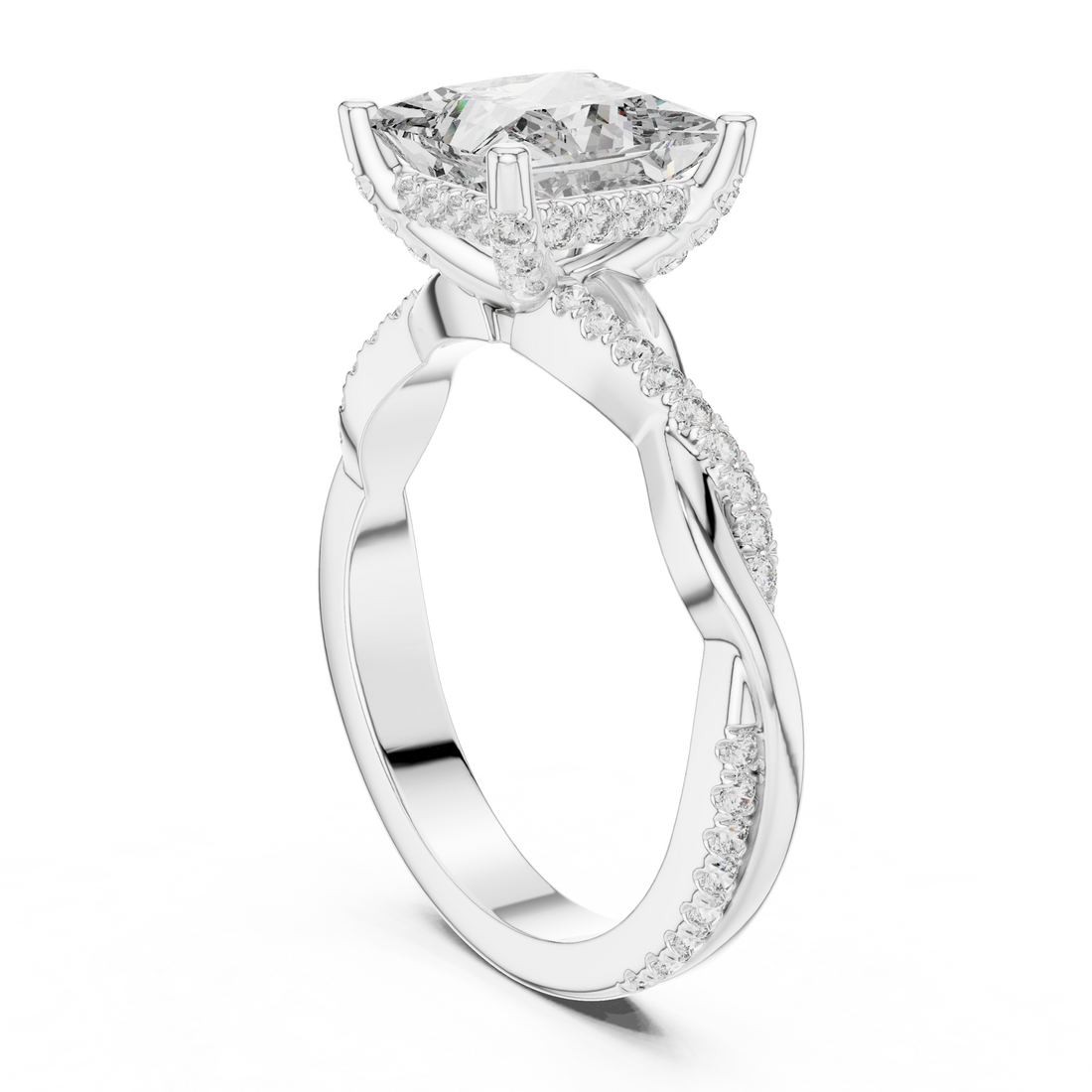 DDLR-160 - Solitaire Princess Ring - White Gold
