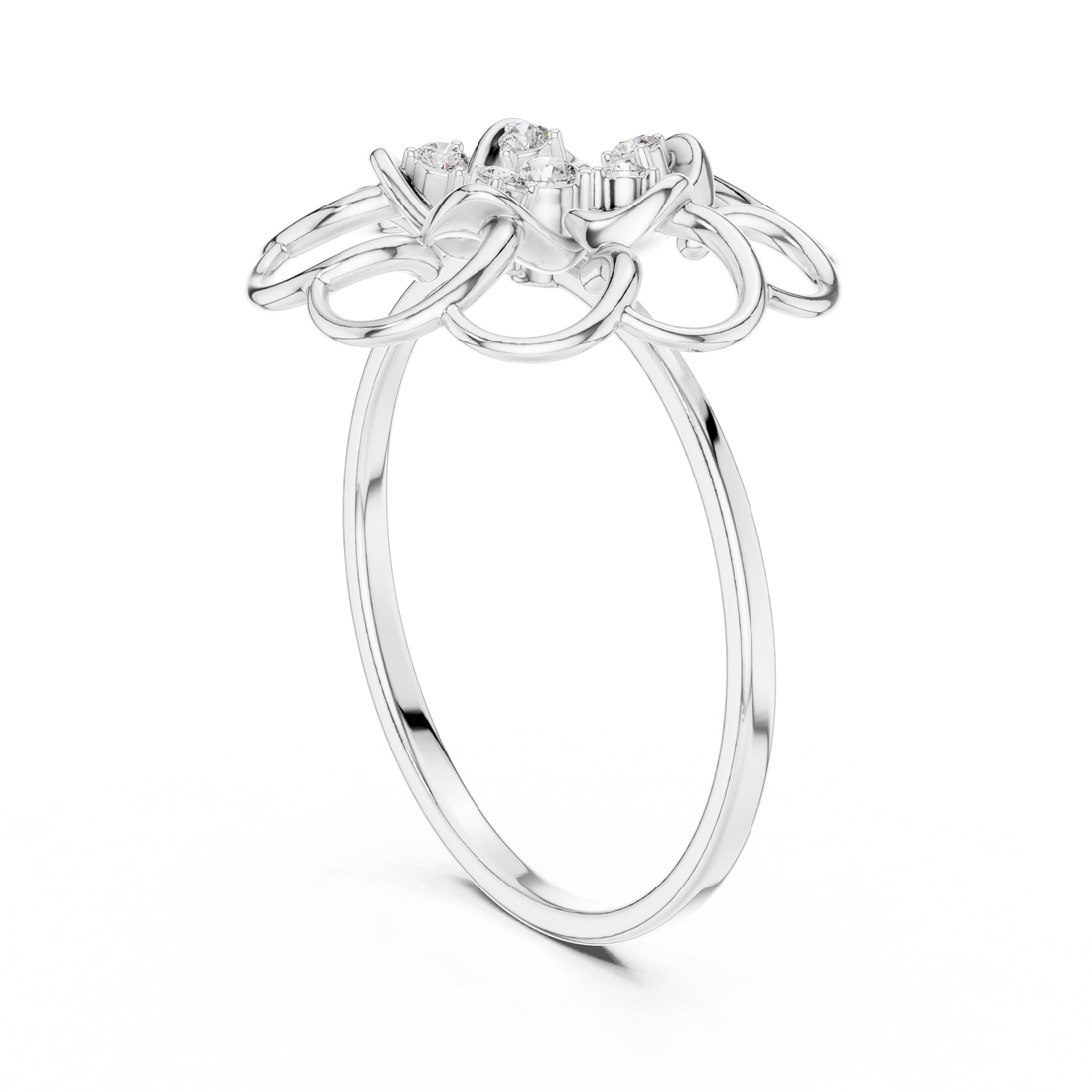 1 (197) - Fashion Round Ring - White Gold