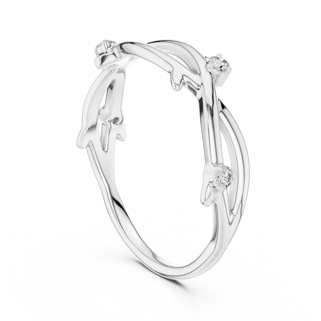 12#10022@L - Fashion None Ring - White Gold