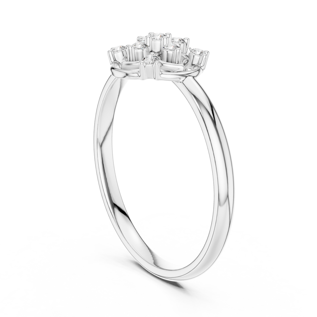1 (433) - Fashion Round Ring - White Gold