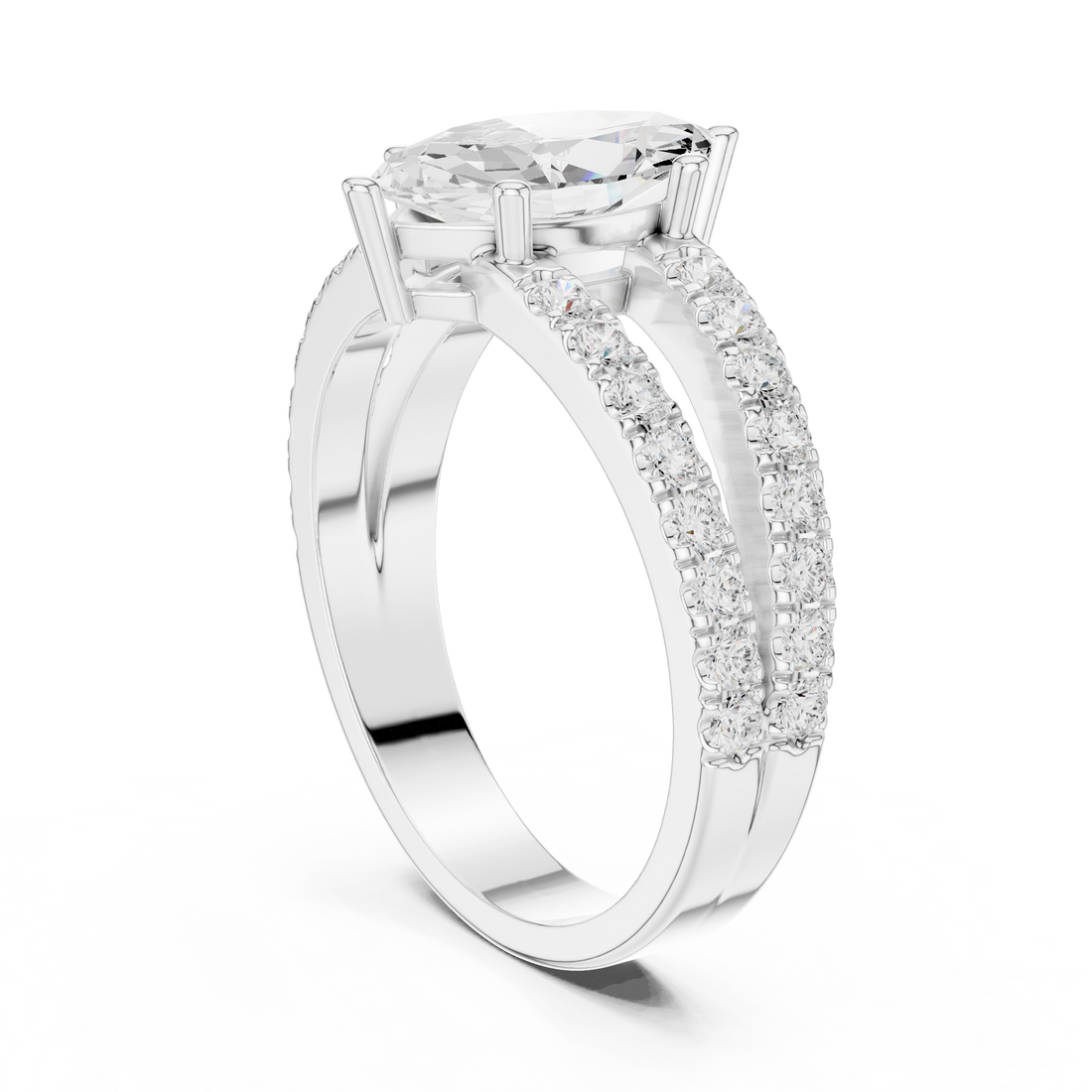 DDLR-1102 - Split Shank Marquise Ring - White Gold