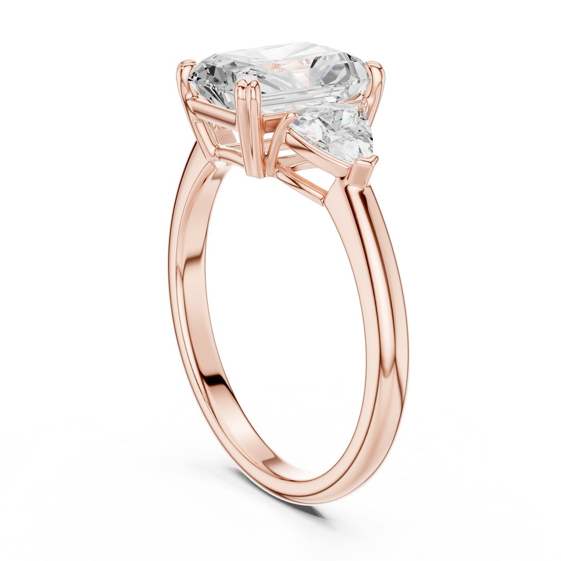 DDLR-034-RA - Three Stone Radiant Ring - White Gold