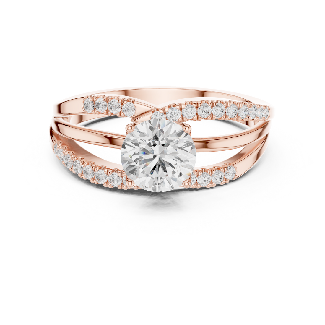 Split Shank Ring - Round | DDLR-356 - Rose Gold