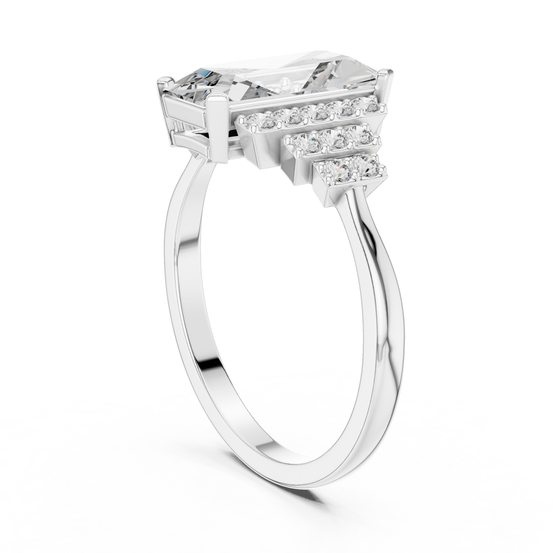 00001L (40) - Fashion Emerald Ring - White Gold