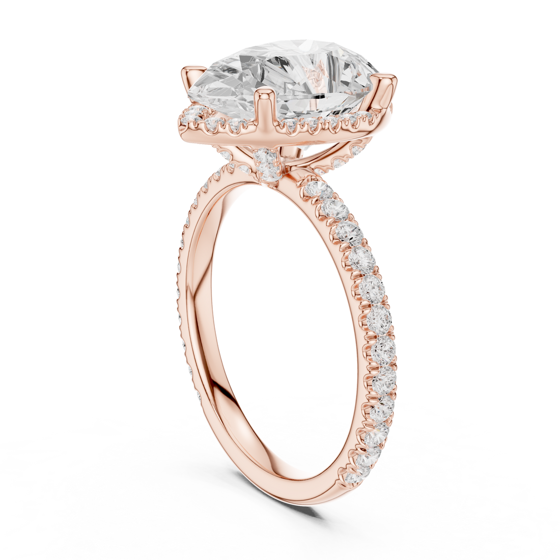 DDLR-172-PE - Halo Pear Ring - White Gold