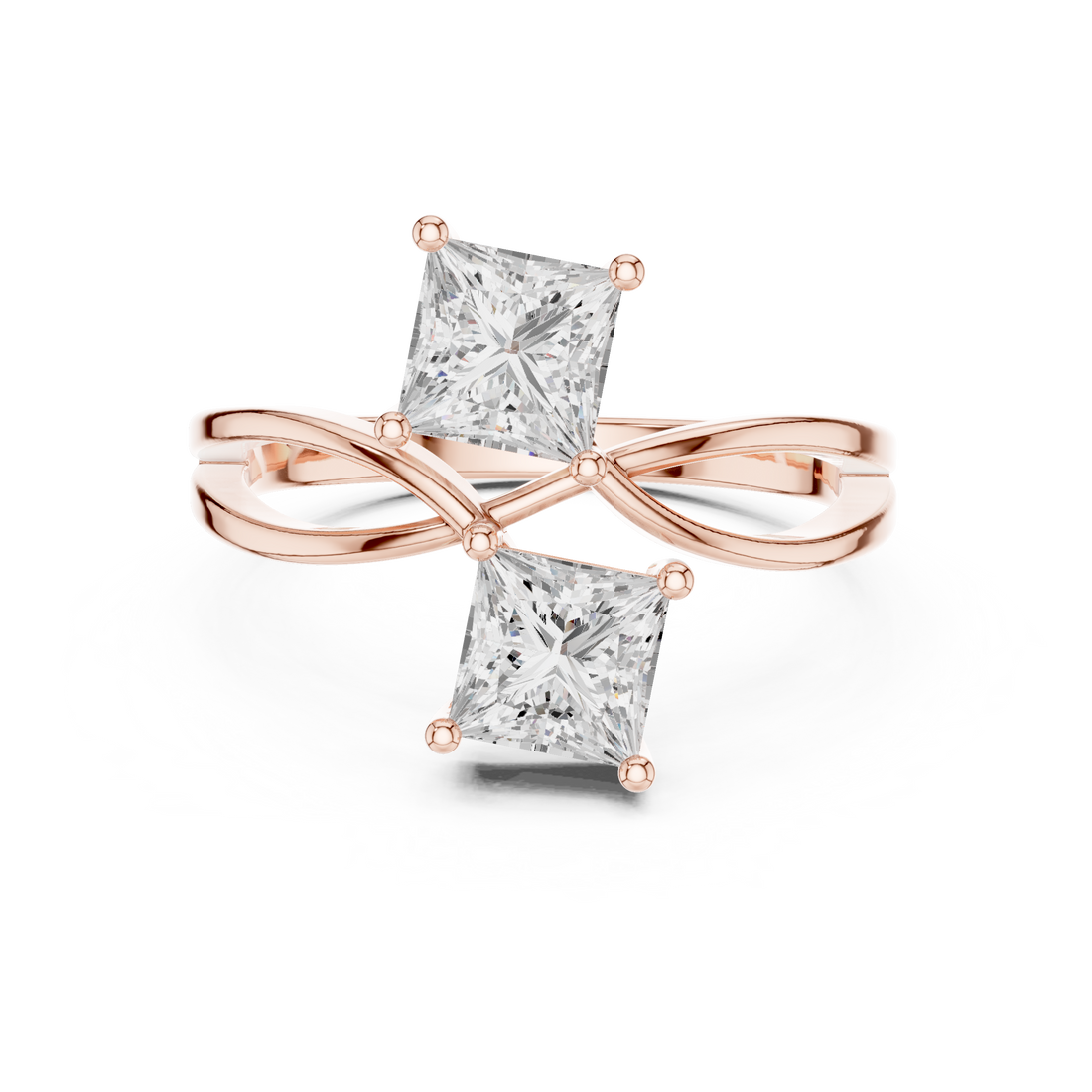 Bypass Ring - Princess | DDLR-519 - Rose Gold