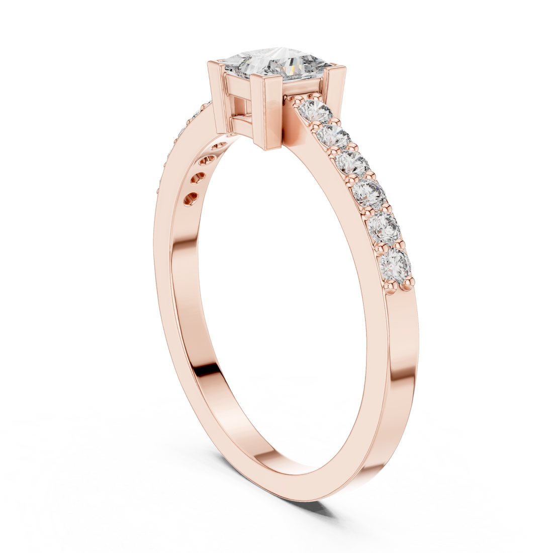 DJHGHF - Solitaire Princess Ring - White Gold