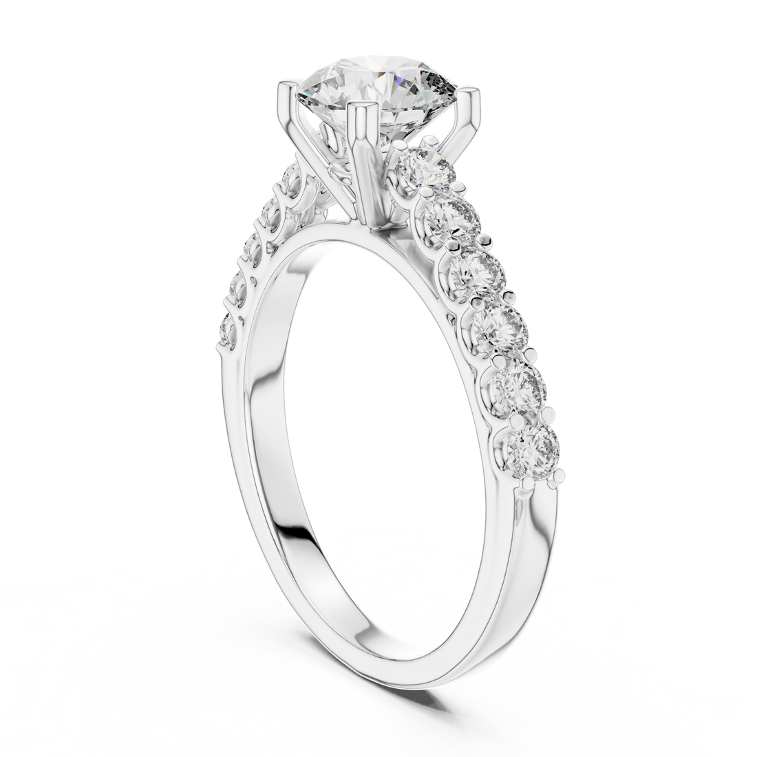 LR-0113 - Solitaire Round Ring - White Gold