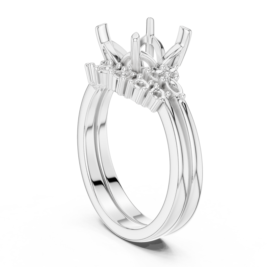 DDLR - 440 - ASSCHER - Three Stone Asscher Ring - White Gold