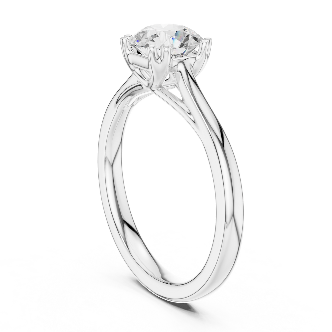 DDLR-549 - Solitaire Round Ring - White Gold