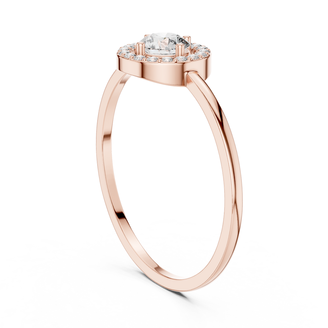 DR-6162 - Halo Round Ring - White Gold