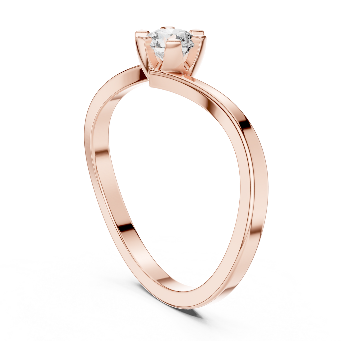 9#10063L - Solitaire Round Ring - White Gold