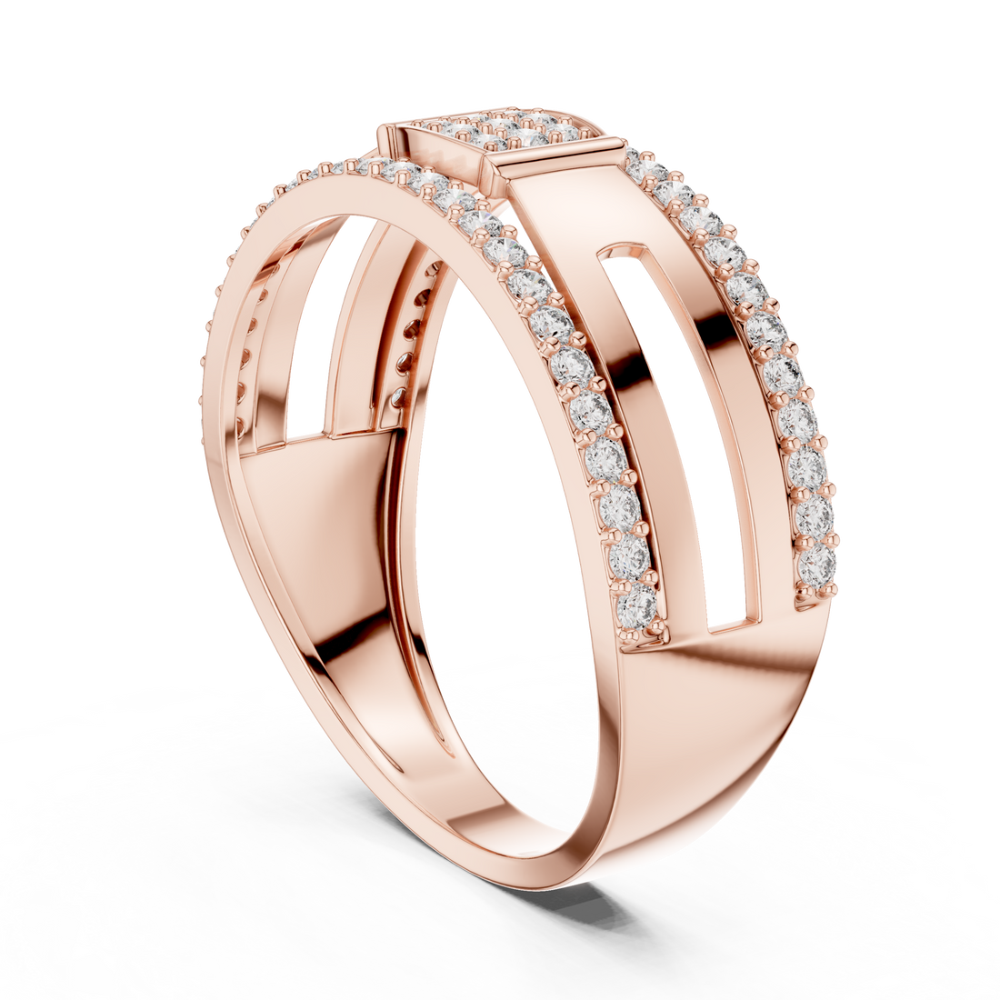 LR-01 (22) - Fashion Round Ring - White Gold