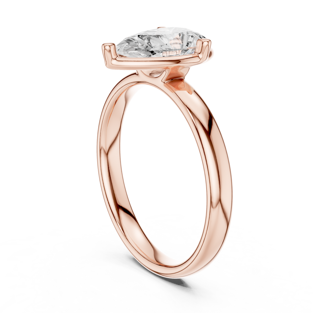 10 PE - Solitaire Pear Ring - White Gold