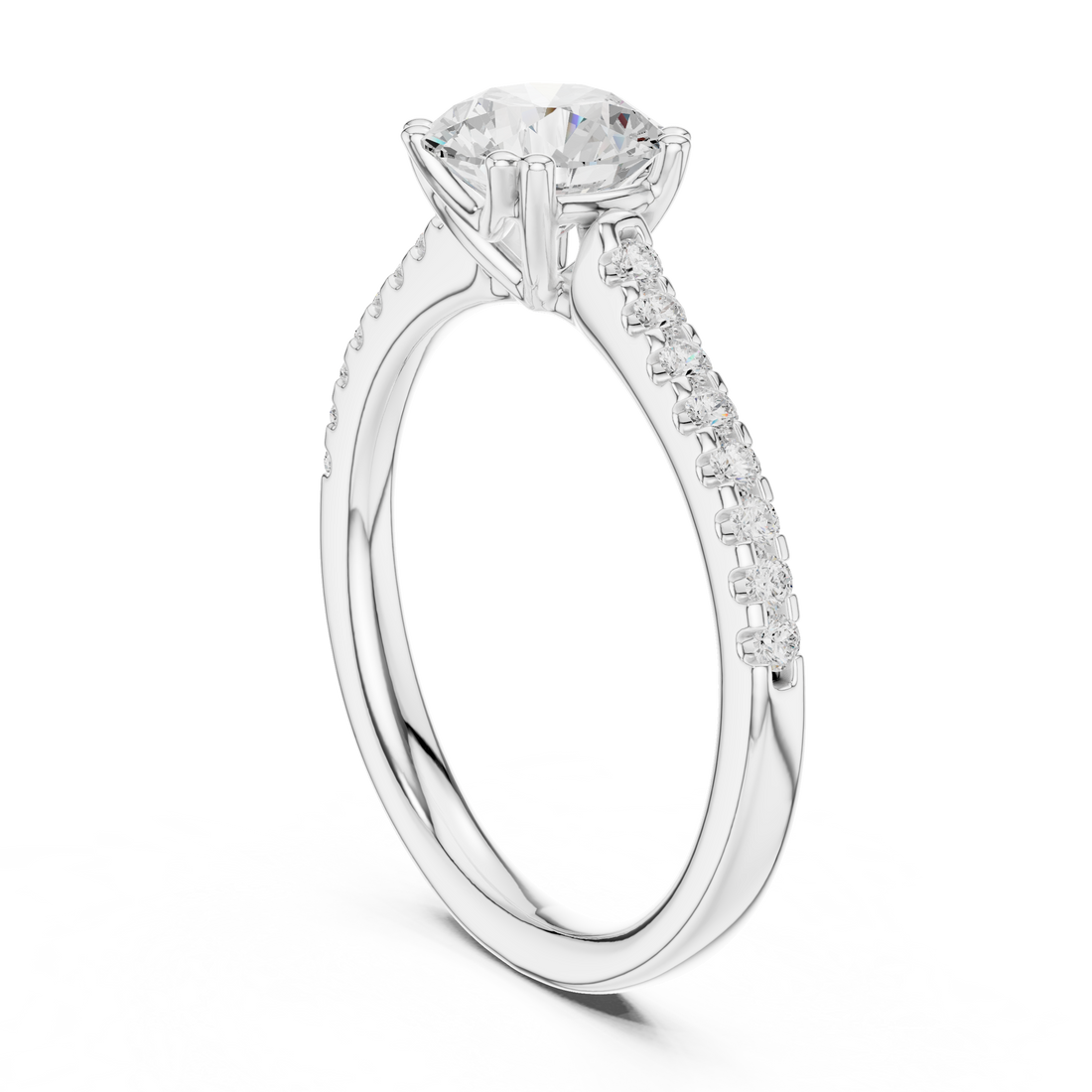 DDLR-640 - Solitaire Round Ring - White Gold