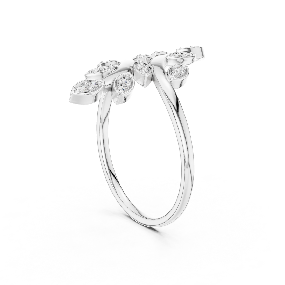 12#10066@L - Fashion None Ring - White Gold