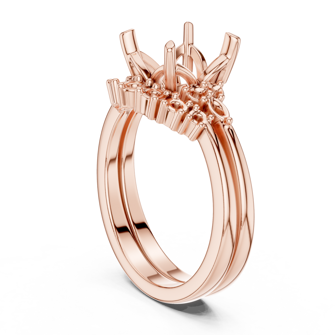 DDLR - 440 - ASSCHER - Three Stone Asscher Ring - White Gold