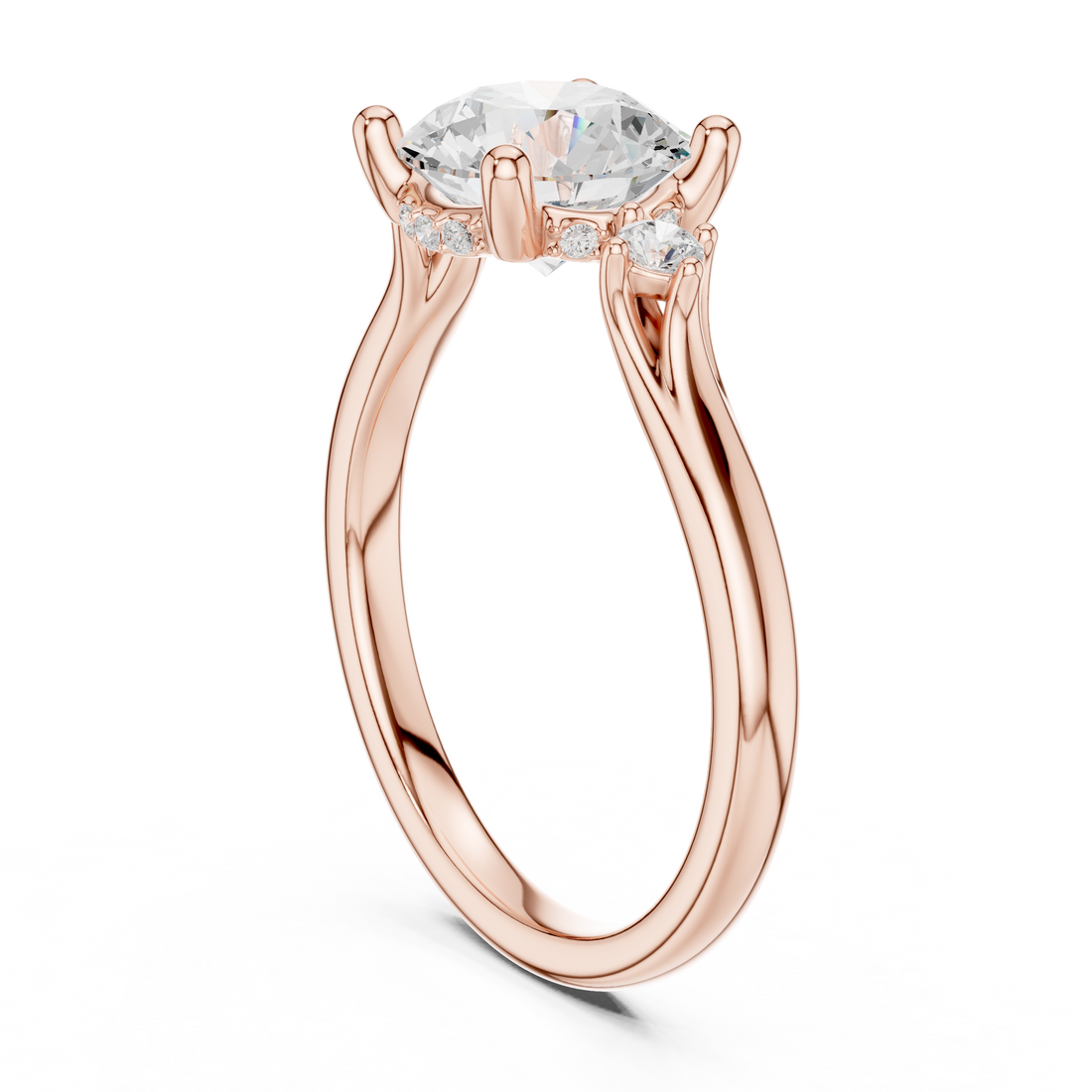 DDLR-164-RD - Three Stone Round Ring - White Gold