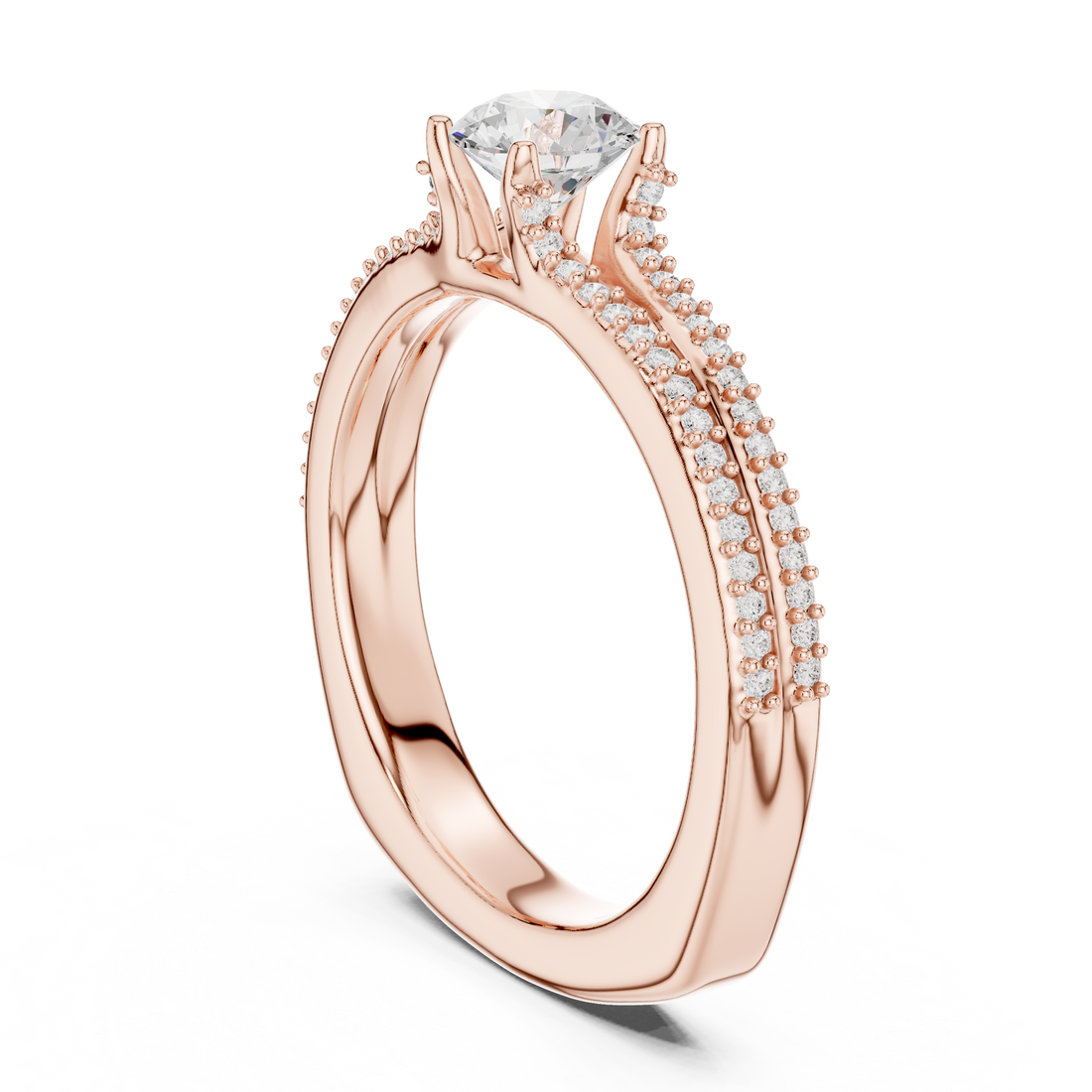 LR-0330 - Split Shank Round Ring - White Gold