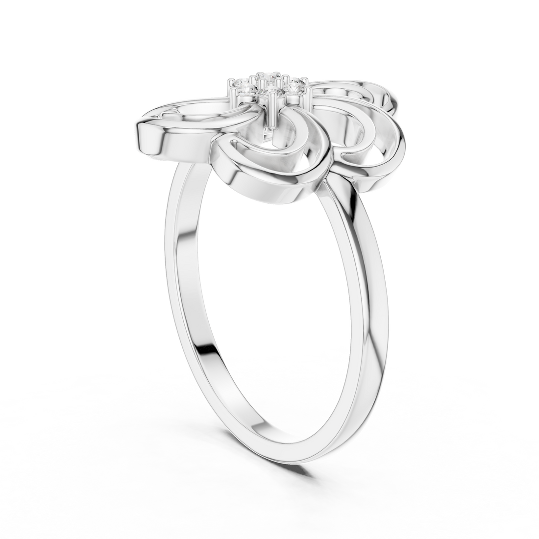 DR-6232 - Fashion Round Ring - White Gold