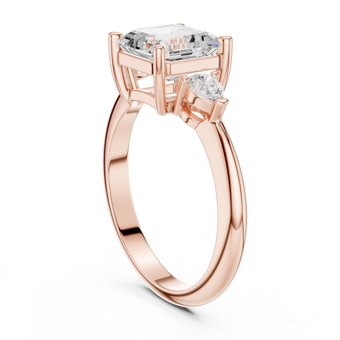 Three Stone Ring - Asscher | 66 AC - White Gold