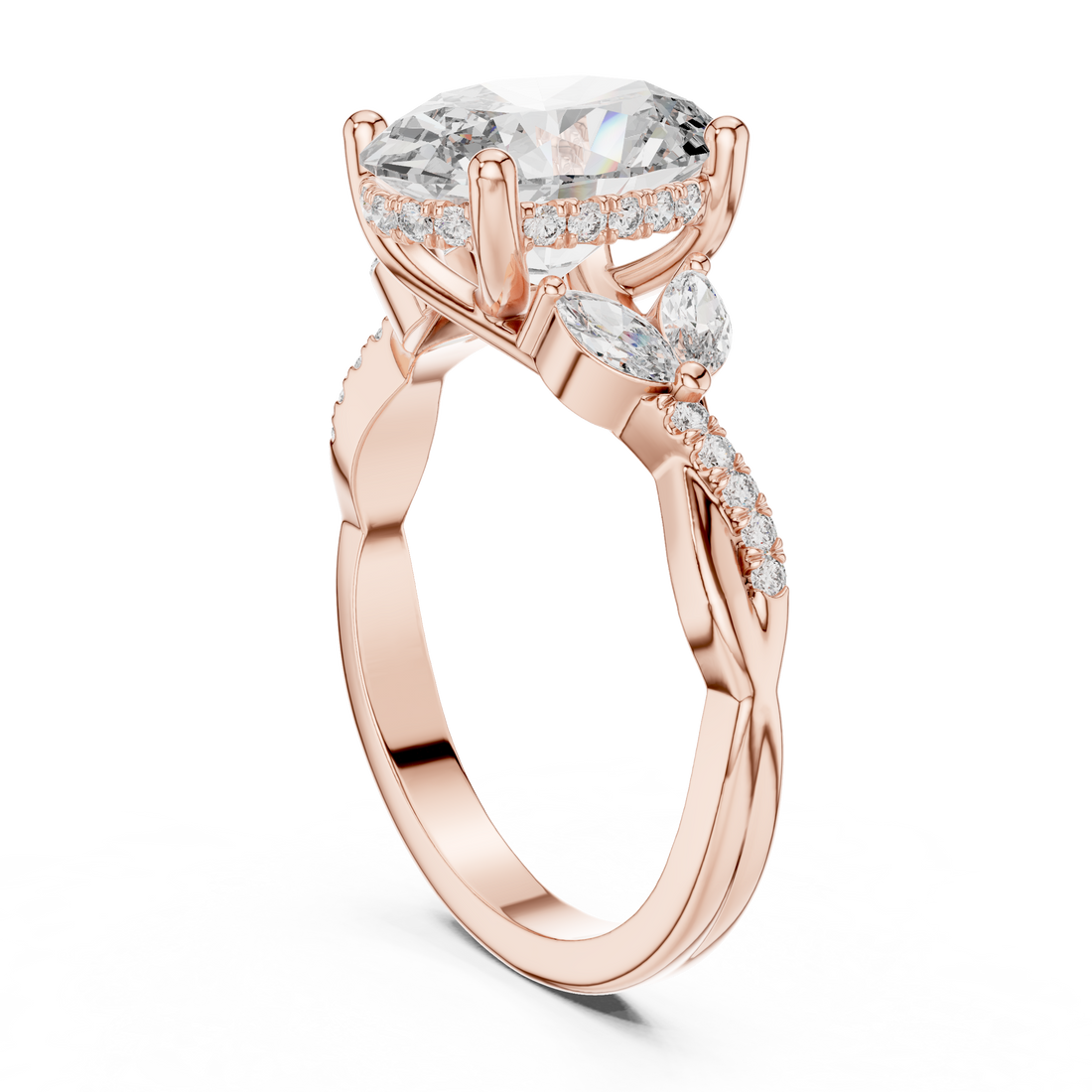 9#10017L_22 - Three Stone Oval Ring - White Gold