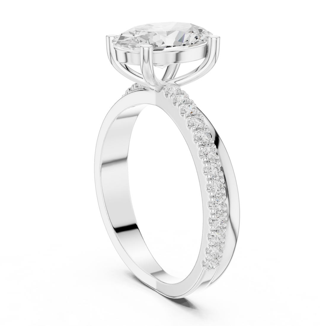 DDLR-358 - Solitaire Oval Ring - White Gold