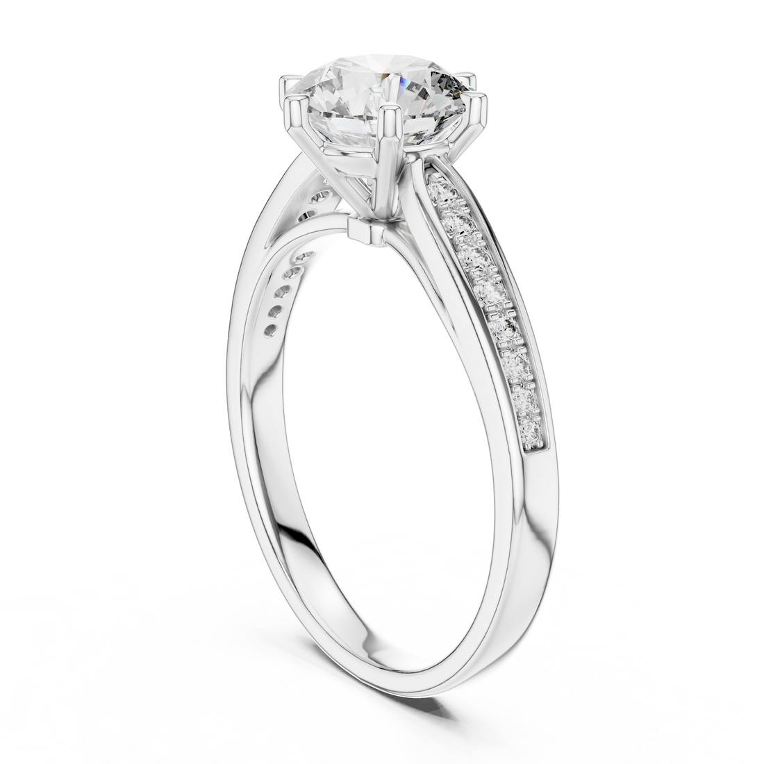 LR-0038 - Solitaire Round Ring - White Gold
