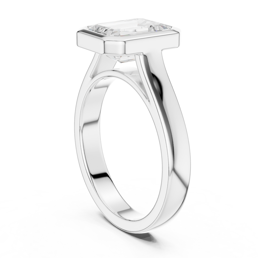 DDLR-092-EM - Solitaire Emerald Ring - White Gold