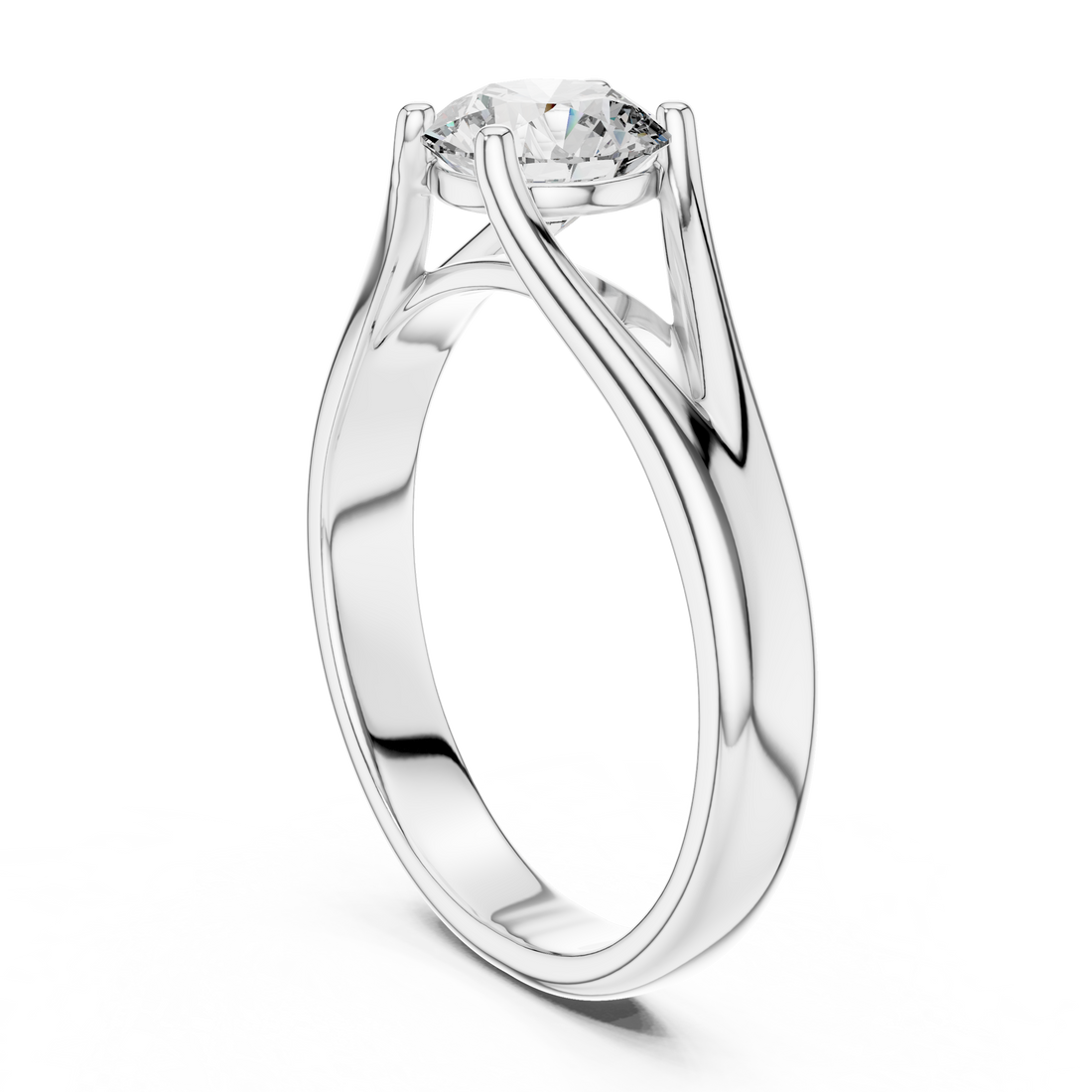 LR-0009 - Solitaire Round Ring - White Gold