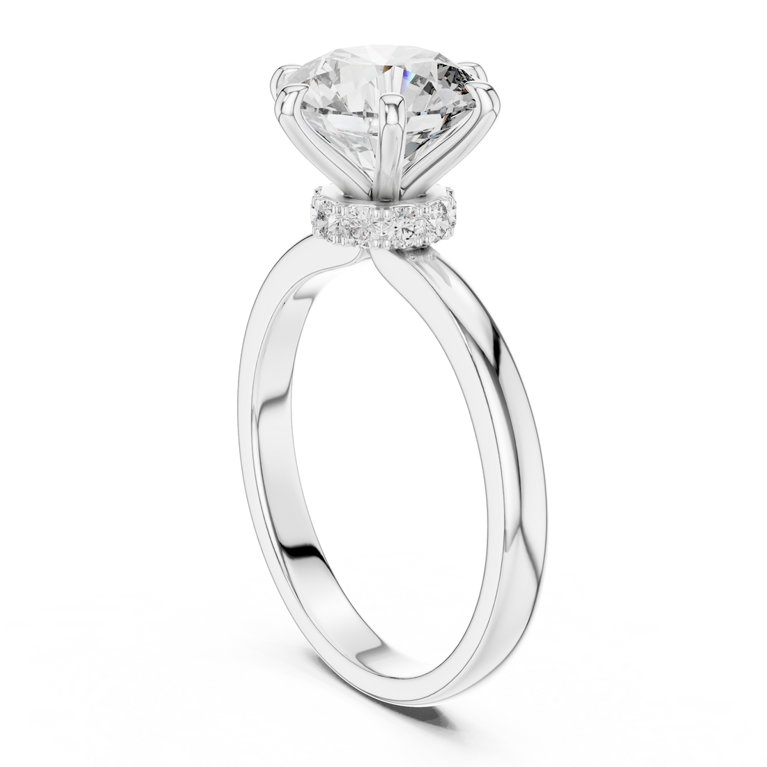 LR-0171 - Solitaire Round Ring - White Gold