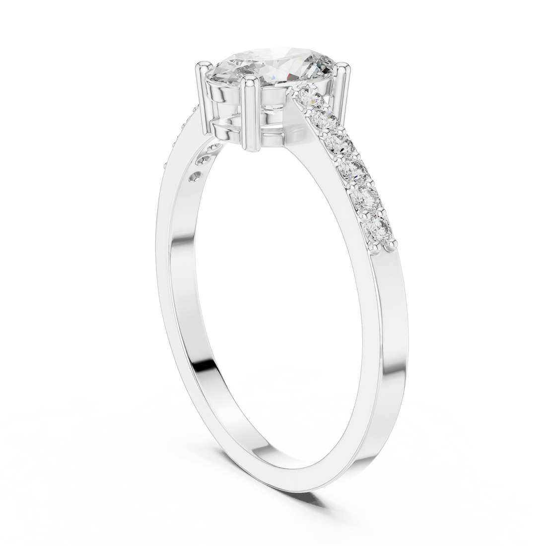 ALR-114 - Solitaire Oval Ring - White Gold