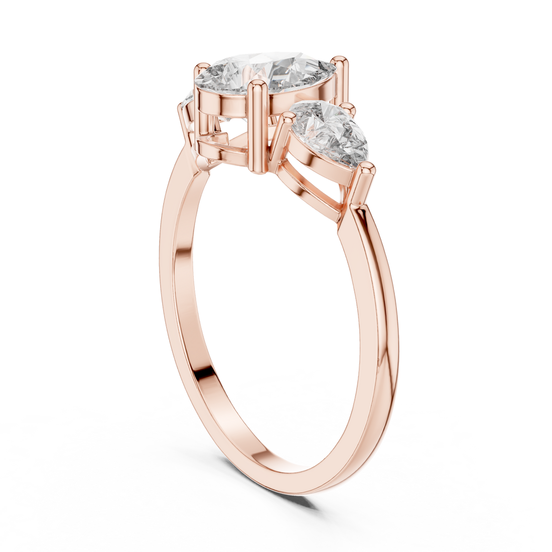 HLR-18 - Three Stone Pear Ring - White Gold